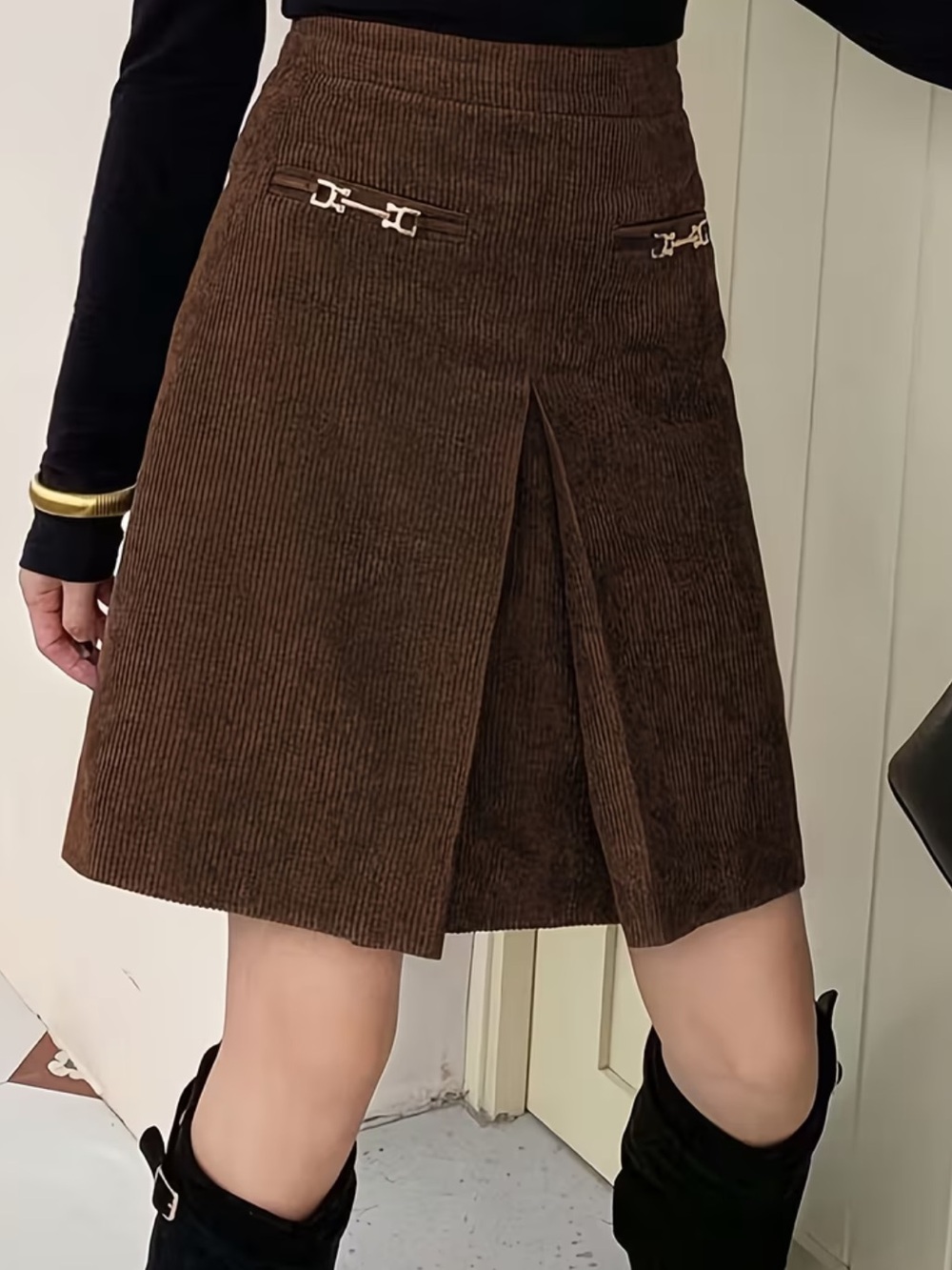 Casual Slit Midi Skirt